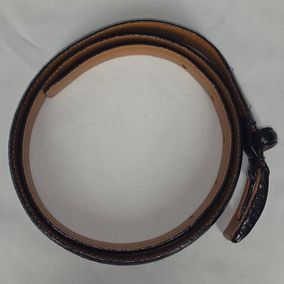 LAUREN RALPH LAUREN CROCO‑EMBOSSED LEATHER BELT – BLACK – SIZE MEDIUM main image 14
